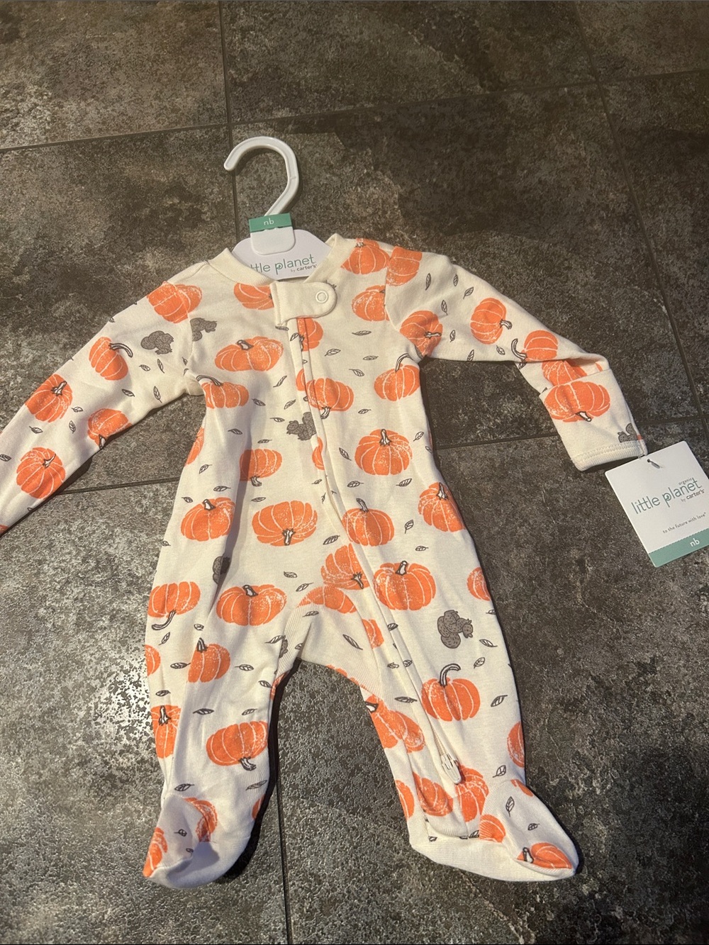 Little Planet by carter's Organic Baby Pumpkins Sleep N' Play - White